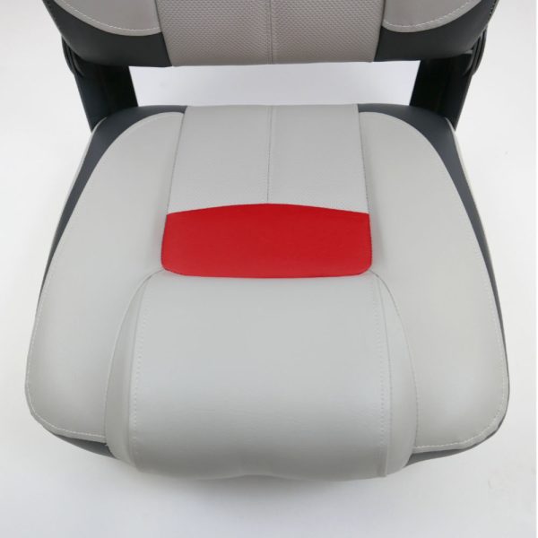Premium High Back Qualifier Boat Seat - Grey/Charcoal/Red Style bottom part
