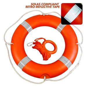 1.5 kg Lifebuoy Ring and Throw Line, 58cm, with SOLAS Retro-Reflective Tape
