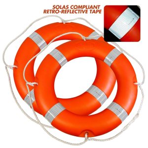 Pair of 1.5 kg Lifebuoy Ring, Medium 58cm, with SOLAS Retro-Reflective Tape