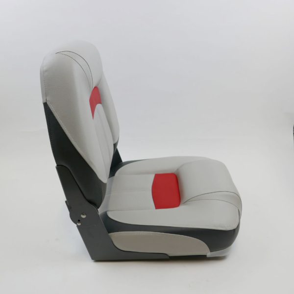 Pair of Premium High Back Qualifier Boat Seats - Grey/Charcoal/Red Style side
