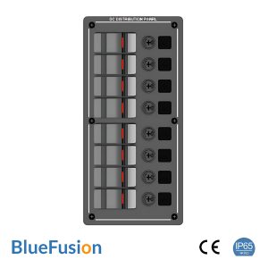 12V / 24V Aluminium Switch Panel 8 Gang, IP65 Rated - BlueFusion