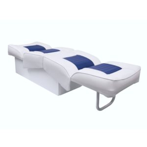 Back-to-Back Lounge Boat Seat, White and Blue flat