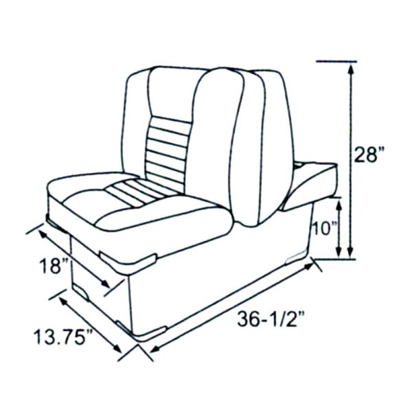 Back-to-Back Lounge Boat Seat, White dimensions