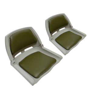pair of boat seats olive green and grey