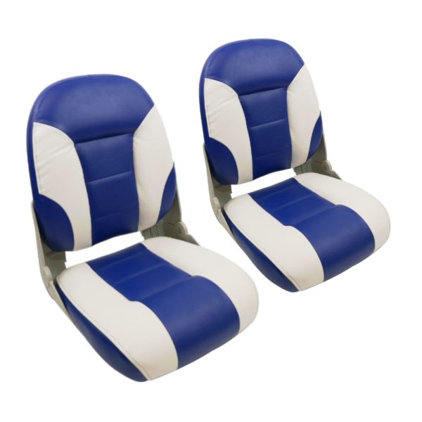 Pair of Cruistyle High Back Boat Seat, White Blue