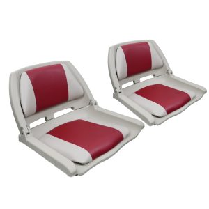Pair of Lightweight Folding Boat Seats - Grey/Red Style