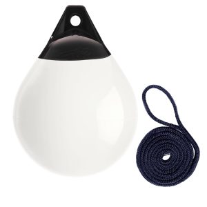 A1 Round Buoy 38 x 30cm White, with Fender Rope